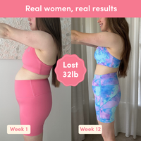 Before and after weight loss result from Glow Shakes