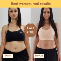 Before and after weight loss result from Glow Shakes