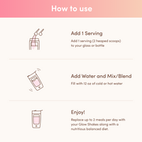 Instructions for collagen supplement: Add 2 scoops to glass, mix with 12 oz water, enjoy twice daily with balanced meals.