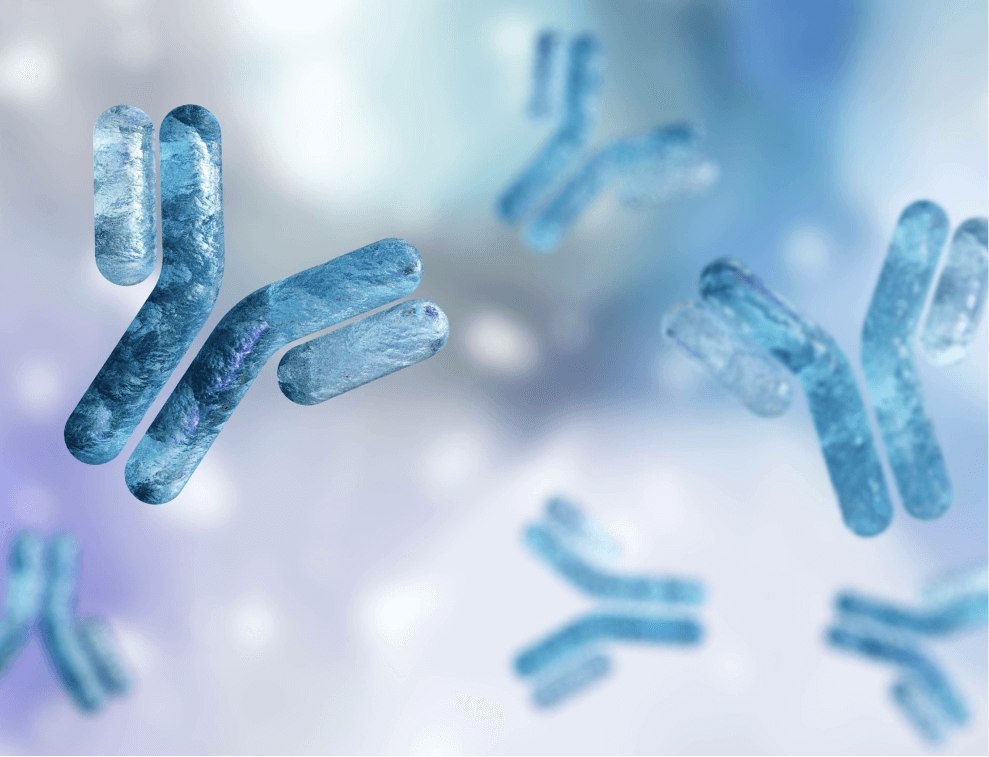 Abstract image of blue collagen molecular structures on a soft, blurred background, symbolizing beauty and skincare supplements.