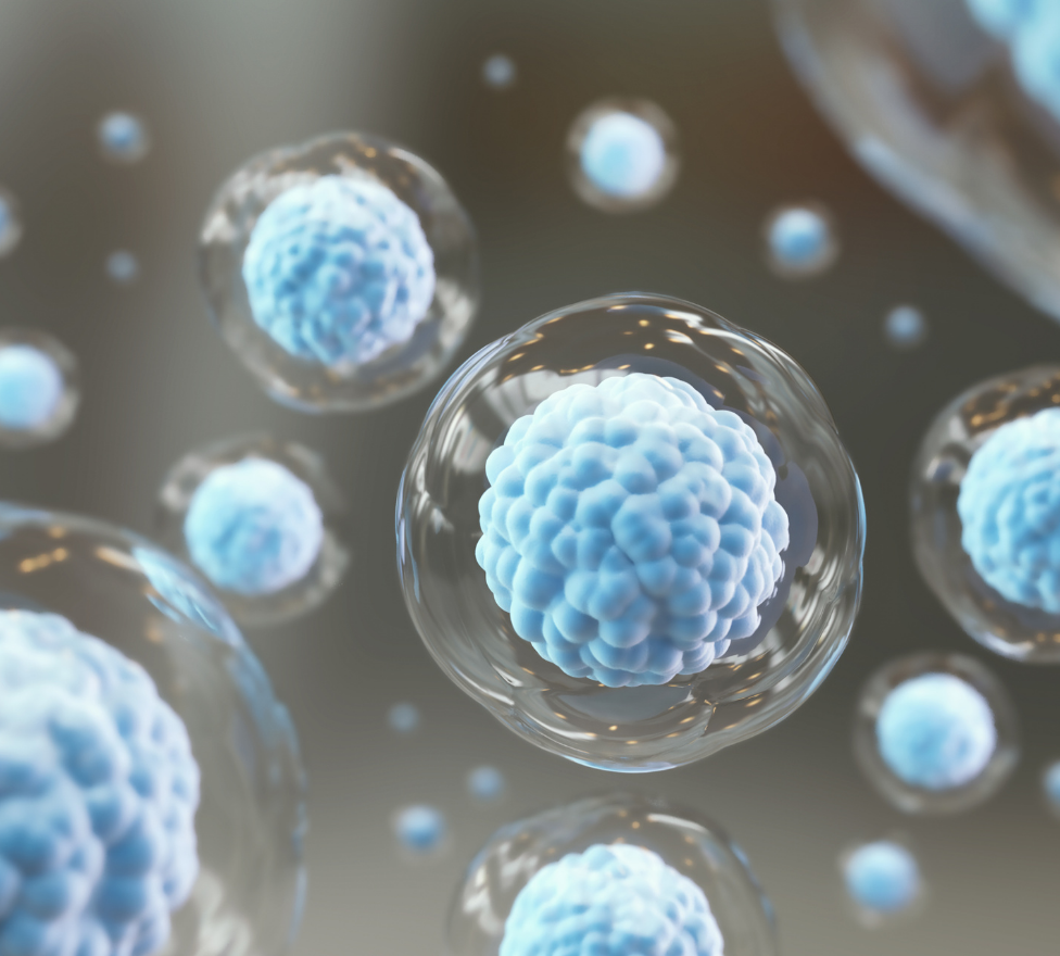 Collagen spheres floating, representing beauty and wellness supplements, with a focus on skincare and cellular revitalization.