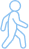 Blue outline of a walking figure, symbolizing movement and vitality, often associated with collagen and beauty supplements.