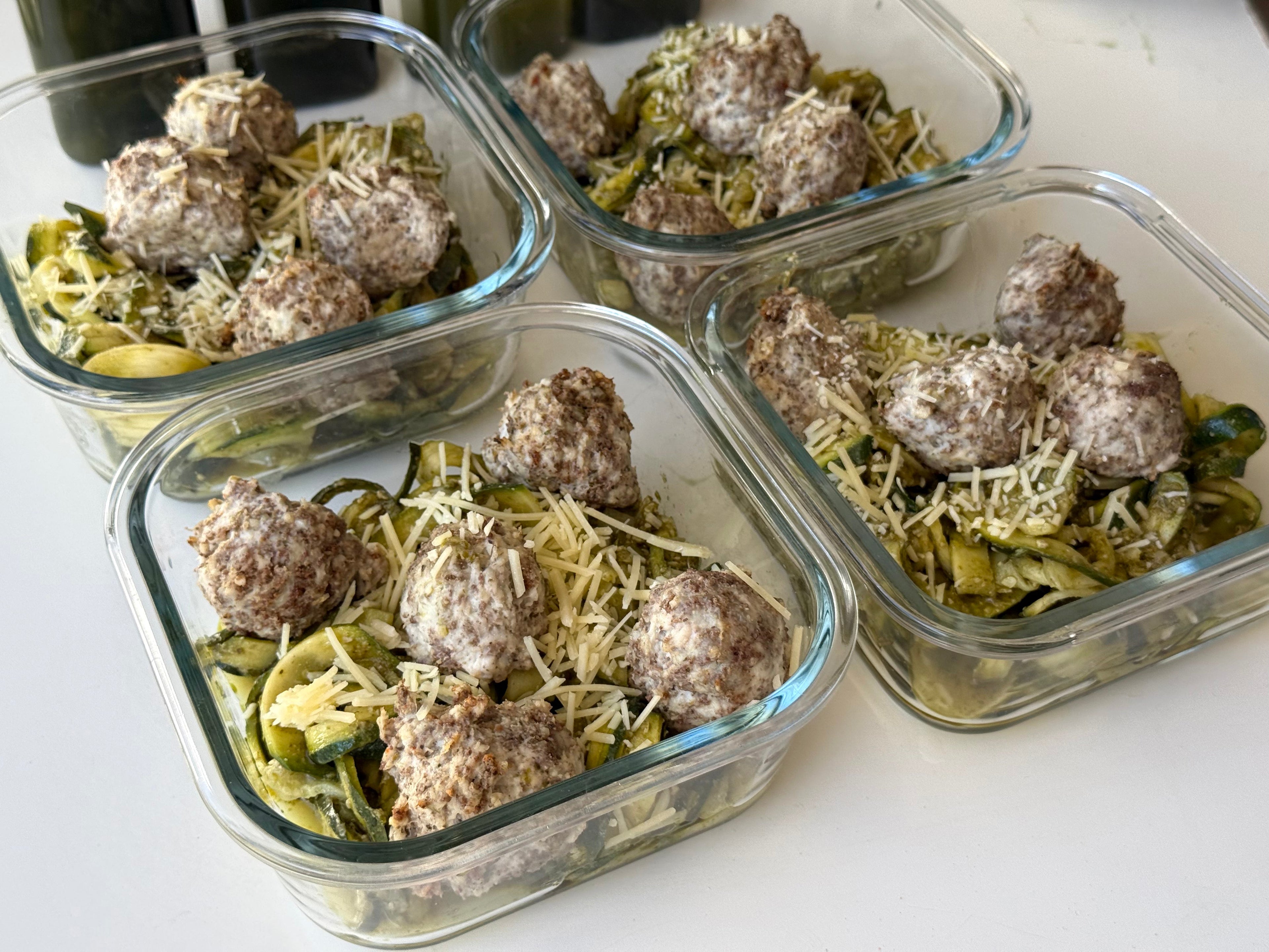 Chicken Meatballs with Pesto Zucchini Noodles with Beautiful Energy