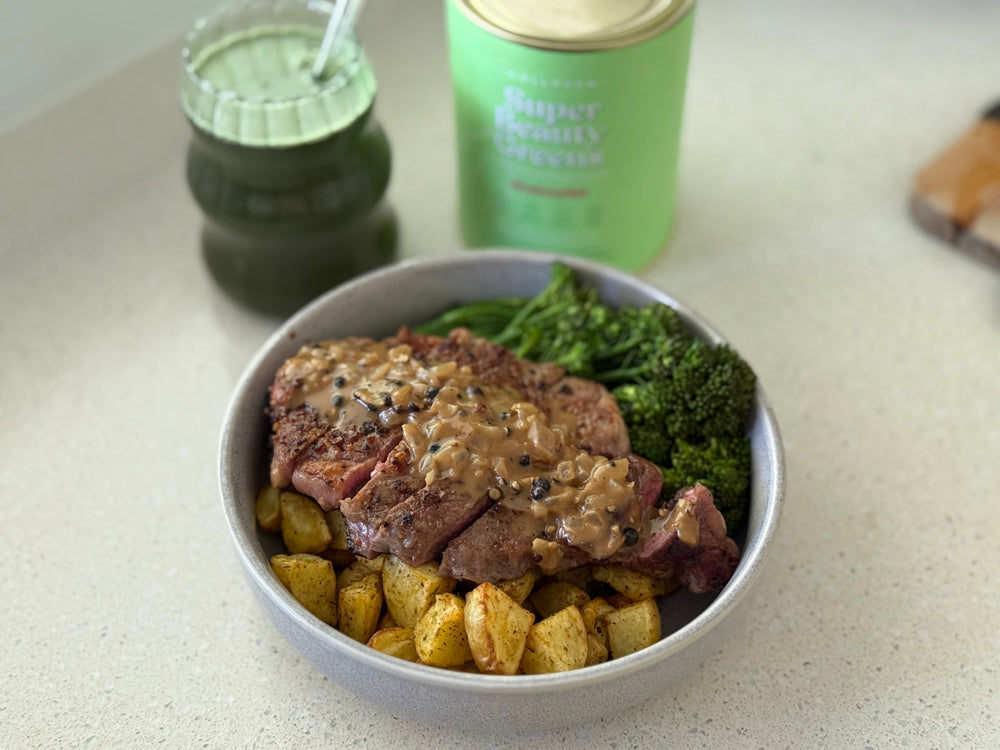 Steak & Veg with Creamy Pepper Sauce