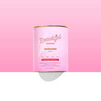 Pink energy drink canister labeled 'Beautiful Energy' on a pink background