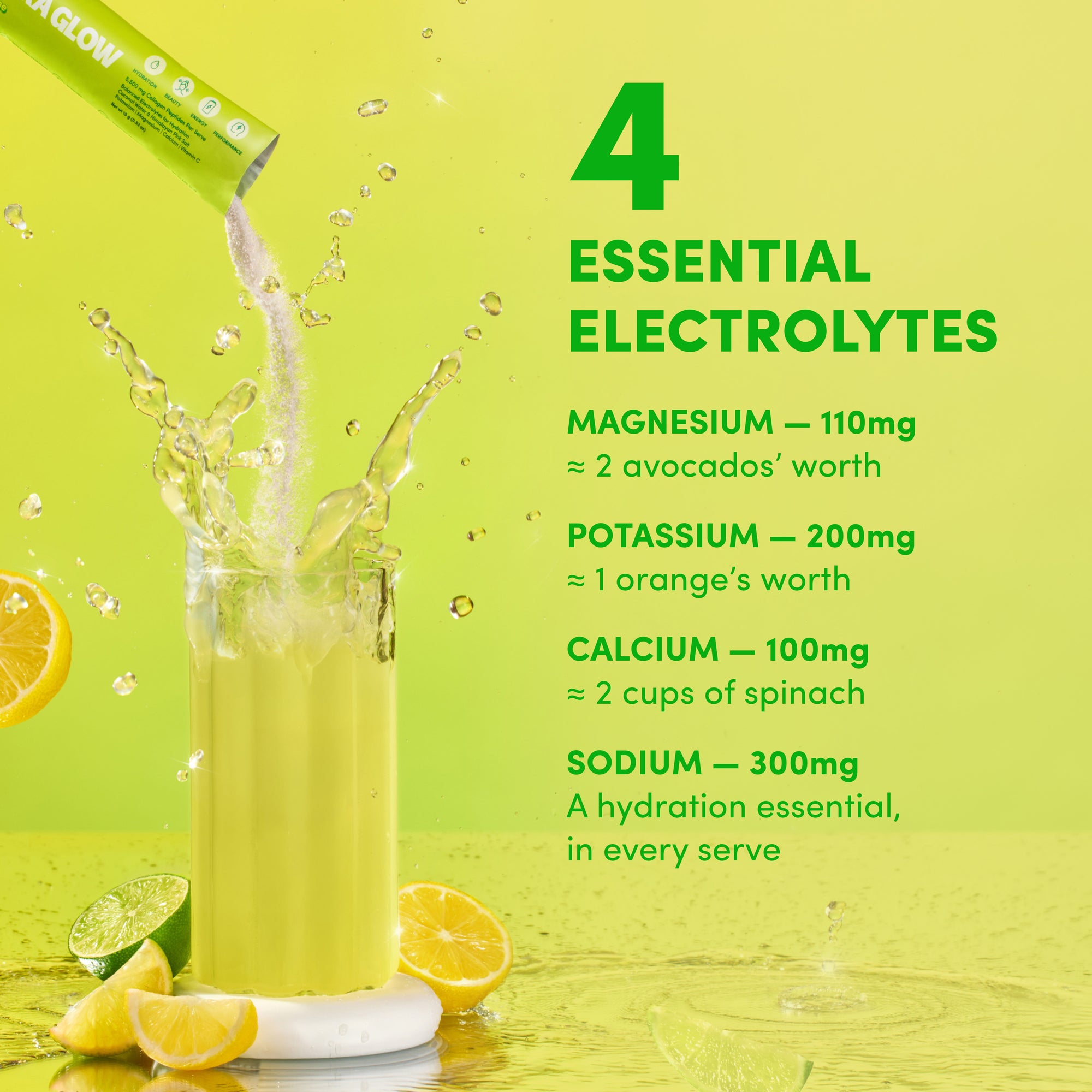 Lemon Lime Hydraglow Collagen Electrolytes Sachets - 210g