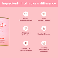 Product can with listed ingredients on a pink background