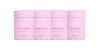 Four pink collagen supplement containers side by side, promoting beauty and wellness.