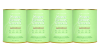 Four green cans of collagen supplement with gold lids, labeled "Vital Proteins," emphasizing beauty and wellness benefits.