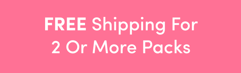 White text on a pink background reads: FREE Shipping For 2 Or More Packs.