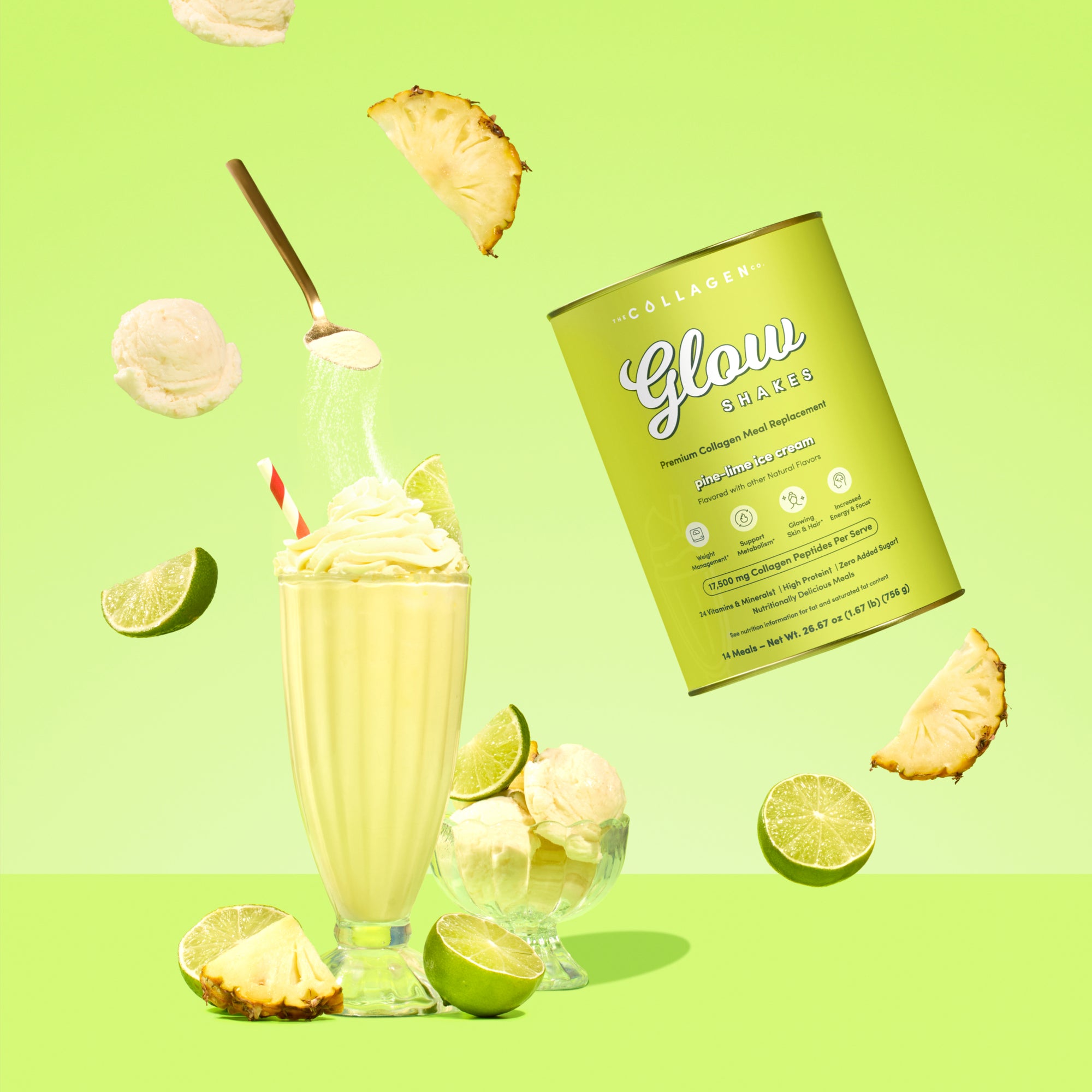Pine Lime Ice Cream Collagen Meal Replacement - 756g