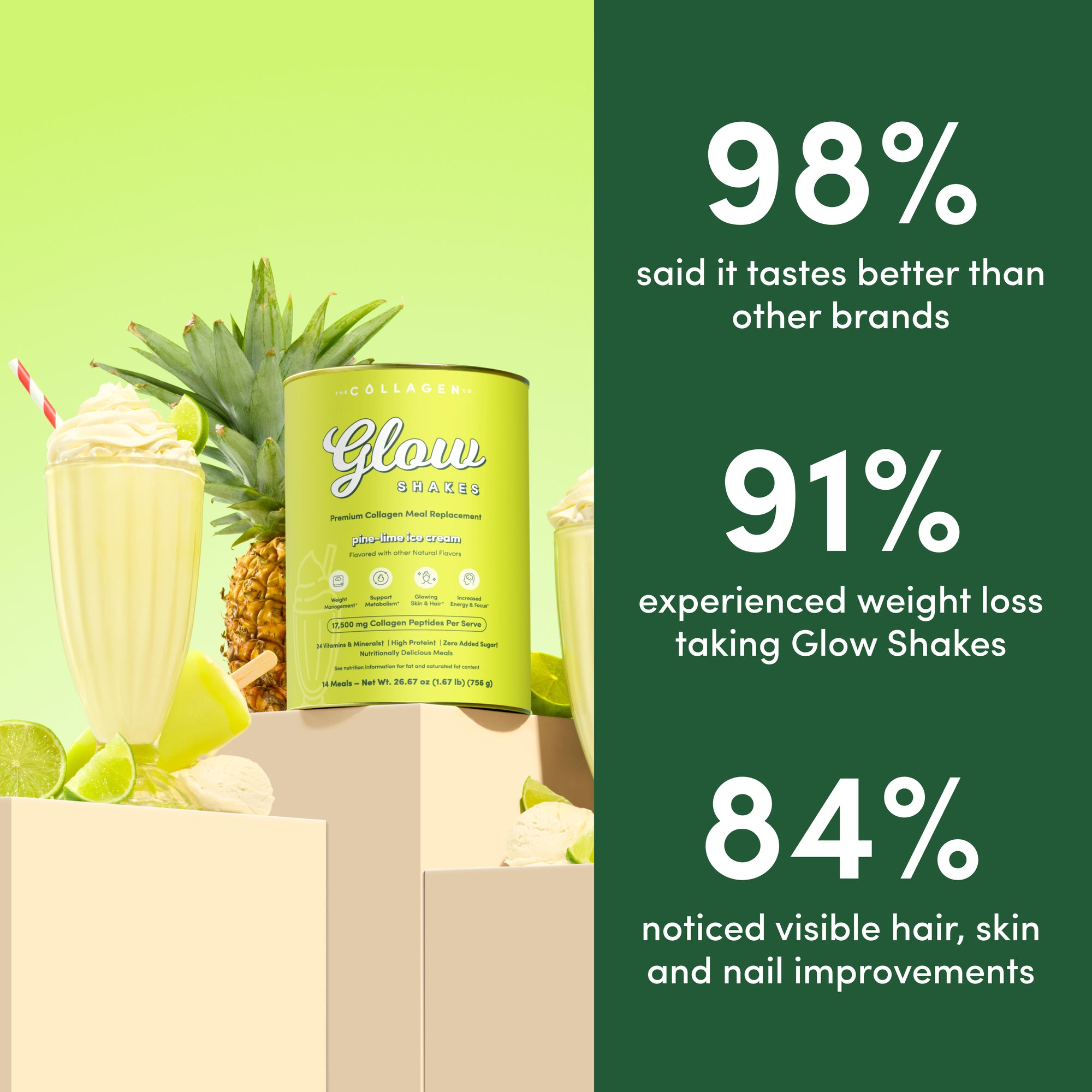 Pine Lime Ice Cream Collagen Meal Replacement - 756g
