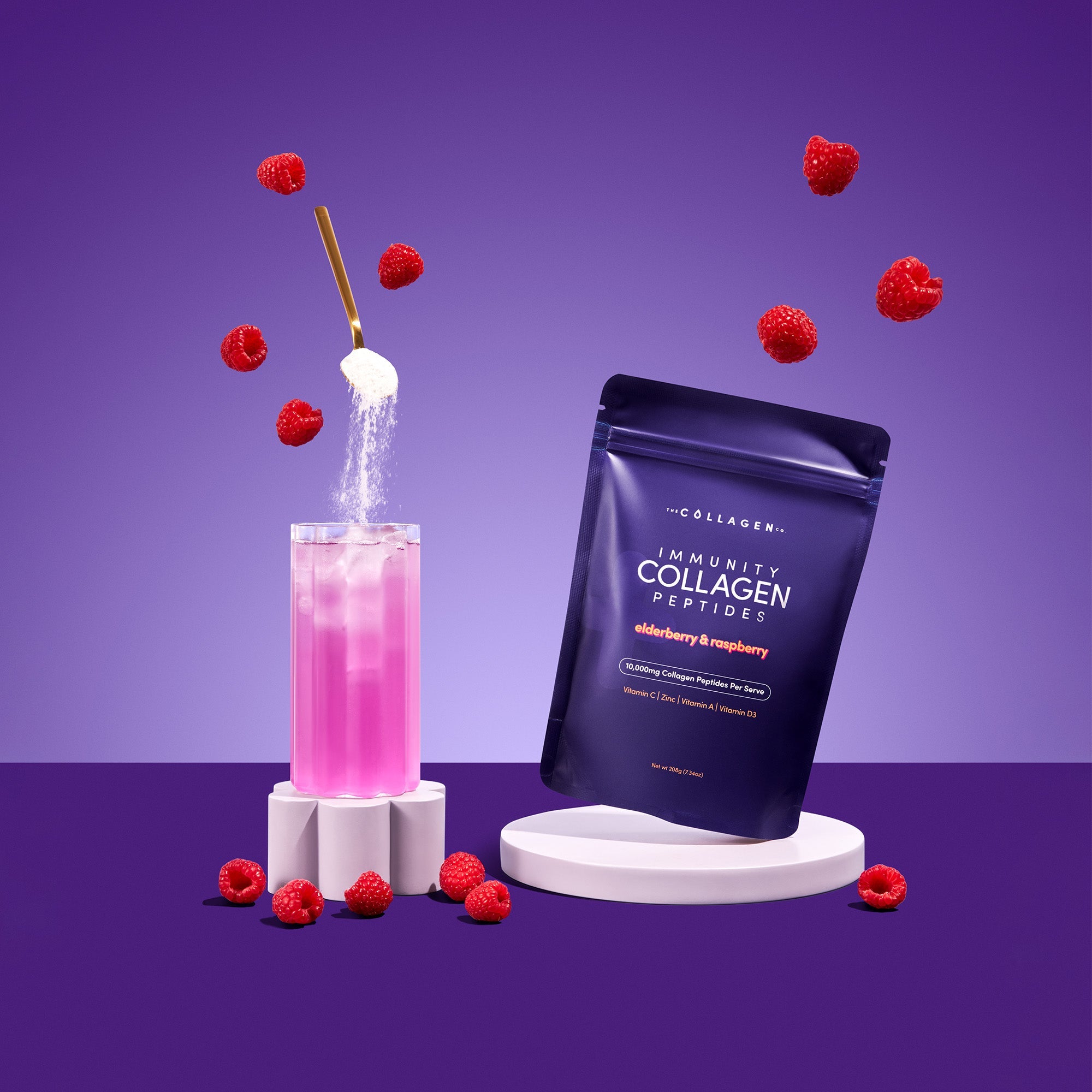 Immunity Collagen Peptides - Elderberry & Raspberry 208g - The Collagen Co.