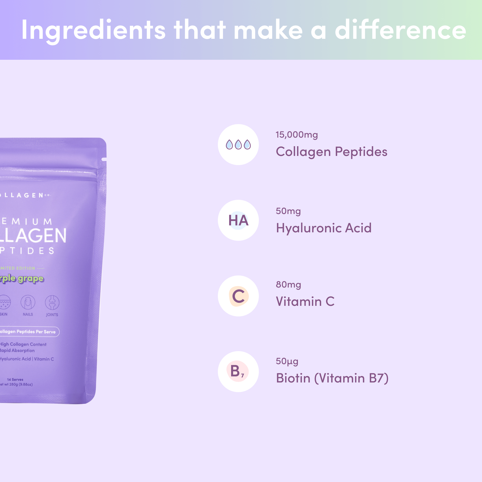 Purple Grape Collagen Powder - 280g - The Collagen Co.